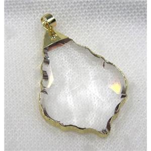 glass crystal teardrop pendant, gold plated, approx 35-50mm [GMPDA7724]