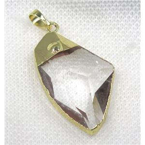 glass crystal pendant, black plated, freeform, approx 20-30mm [GMPDA7725]