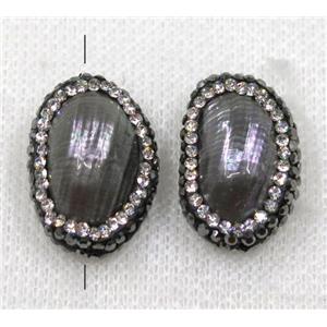 Paua Abalone shell beads paved rhinestone, freeform, approx 16-22mm [GMPDA7754]