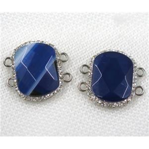 blue agate connector paved rhinestone, approx 15x20mm [GMPDA7870]