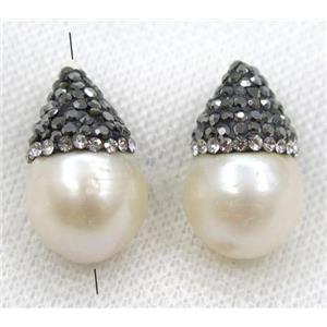 pearl beads paved rhinestone, teardrop, approx 13-20mm [GMPDA7873]