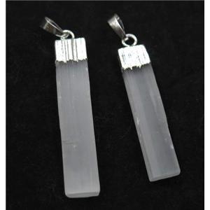 White Selenite Pendant Stick Silver Plated, approx 9-40mm [GMPDA7894]