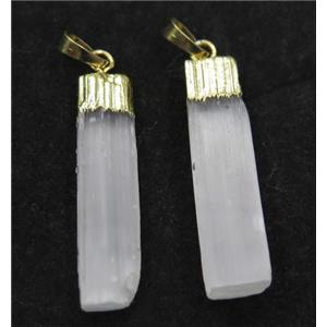 White Selenite Pendant Stick Gold Plated, approx 9-40mm [GMPDA7895]