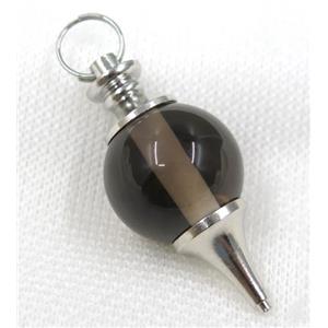 Smoky Quartz Globe pendant, round, approx 20mm dia [GMPDA7941]