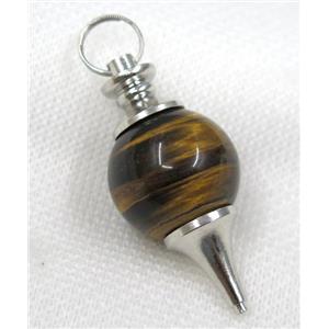 Tiger eye stone Globe pendant, round, yellow, approx 20mm dia [GMPDA7944]