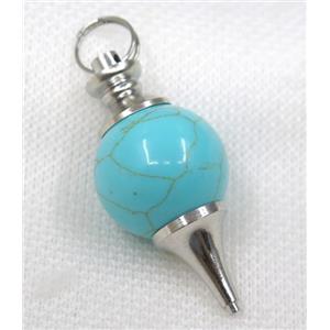 blue Turquoise Globe pendant, round, approx 20mm dia [GMPDA7952]