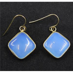 white opalite earring, square, gold plated, approx 18x18mm [GMPDA7959]