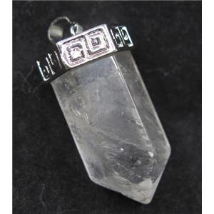 Clear Quartz bullet pendant, platinum, approx 15-35mm [GMPDA7986]