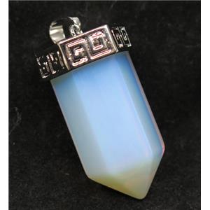 white opalite bullet pendant, platinum, approx 15-35mm [GMPDA7987]