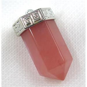 cherry quartz bullet pendant, platinum, approx 15-35mm [GMPDA7990]