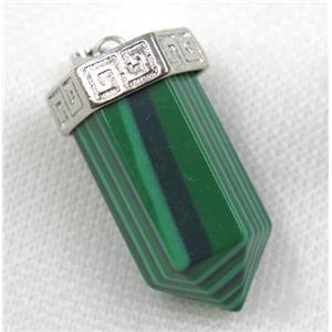 green malachite bullet pendant, platinum, approx 15-35mm [GMPDA7993]