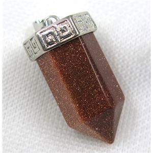 gold sandstone bullet pendant, platinum, approx 15-35mm [GMPDA7995]