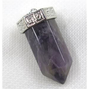 purple Amethyst bullet pendant, platinum, approx 15-35mm [GMPDA7996]