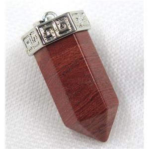 Red Jasper bullet pendant, platinum, approx 15-35mm [GMPDA7997]