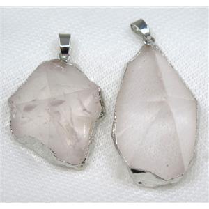 Clear Quartz pendant, freeform, point, silver plated, approx 20-50mm [GMPDA8000]
