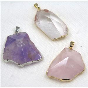mix gemstone pendant with point, freeform, approx 20-50mm [GMPDA8005]