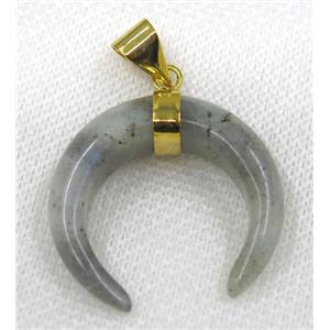 Labradorite crescent pendant, gold plated, approx 30-35mm [GMPDA8017]