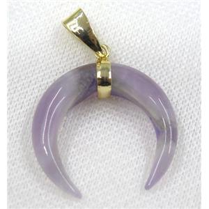 purple Amethyst crescent pendant, gold plated, approx 30-35mm [GMPDA8018]