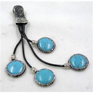turquoise tassel pave rhinestone, blue, approx 15-120mm [GMPDA8081]