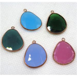 faceted crystal glass teardrop pendant, mix color, approx 20x25mm [GMPDA8130]