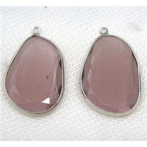 lt.purple crystal glass pendant, faceted teardrop, platinum plated, approx 23x33mm [GMPDA8143]