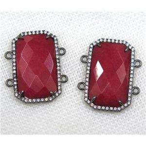ruby crystal glass connector paved rhinestone, faceted rectangle, black plated, approx 15x25mm [GMPDA8151]