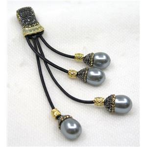 gray shell pearl tassel pave rhinestone, approx 15-120mm [GMPDA8260]