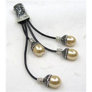 pink shell pearl tassel pave rhinestone, approx 15-120mm [GMPDA8261]