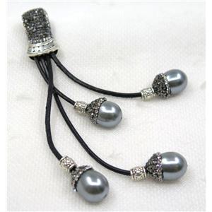 gray shell pearl tassel pave rhinestone, approx 15-120mm [GMPDA8262]