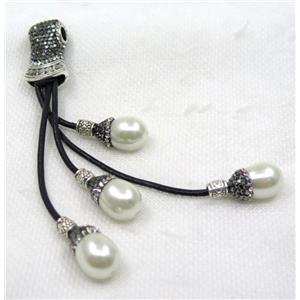 white pearl tassel pave rhinestone, approx 15-120mm [GMPDA8265]
