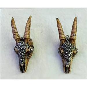 resin GoatHead pendant paved rhinestone, approx 30-50mm [GMPDA8290]