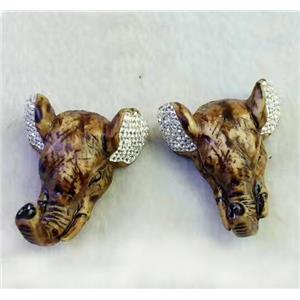 resin Elephant Head pendant paved rhinestone, approx 30-50mm [GMPDA8291]