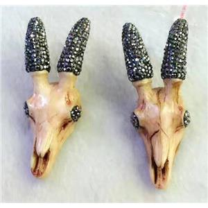 resin GoatHead pendant paved rhinestone, approx 30-50mm [GMPDA8292]