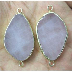 Rose Quartz connector, freeform, gold plated, approx 20-38mm [GMPDA8294]