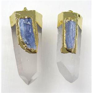 clear quartz pendant paved kyanite, gold plated, approx 15-50mm [GMPDA8309]
