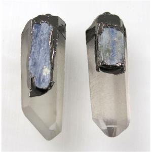 clear quartz pendant paved kyanite, black plated, approx 15-50mm [GMPDA8310]