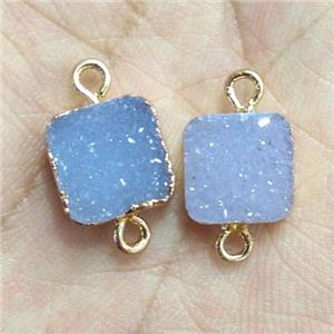 druzy agate connector, natural color, square, gold plated, approx 8x8mm [GMPDA8316-8MM]