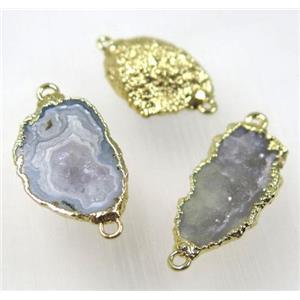 agate geode connector, freeform, gold plated, approx 12-20mm [GMPDA8325]