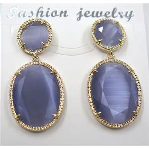 lavender cat eye stone earring, oval, approx 12x12mm, 18x25mm [GMPDA8424]