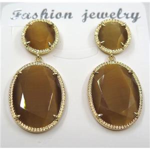 chocolate cat eye stone earring, oval, approx 12x12mm, 18x25mm [GMPDA8425]