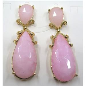 pink Jade teardrop earring, approx 10x14mm, 15x30mm [GMPDA8441]