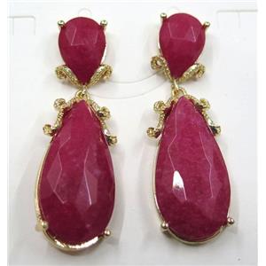 ruby Jade teardrop earring, approx 10x14mm, 15x30mm [GMPDA8442]