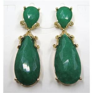 green Jade teardrop earring, approx 10x14mm, 15x30mm [GMPDA8443]