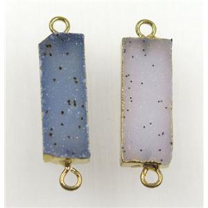 druzy agate connector, natural color, rectangle, gold plated, approx 10-30mm [GMPDA8510]