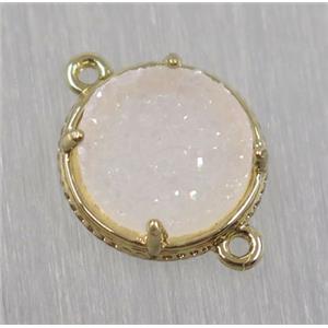 druzy agate connector, natural color, circle, gold plated, approx 16mm dia [GMPDA8514]