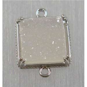 druzy agate connector, natural color, square, platinum plated, approx 12x12mm [GMPDA8517]