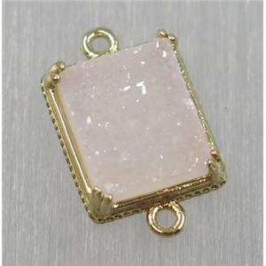 druzy agate connector, natural color, rectangle, gold plated, approx 10x12mm [GMPDA8522]