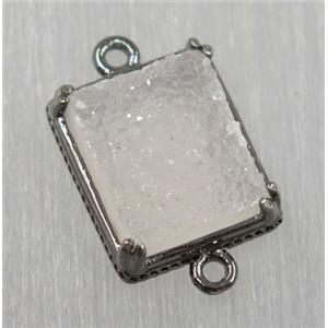 druzy agate connector, natural color, rectangle, black plated, approx 10x12mm [GMPDA8523]