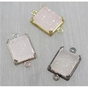druzy agate connector, natural color, rectangle, mix, approx 10x12mm [GMPDA8524]