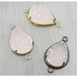druzy agate connector, natural color, teardrop, mix, approx 12x16mm [GMPDA8532]